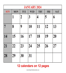 2024 calendar printables