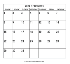 2024 December calendar