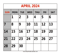 april 2024 printable calendar