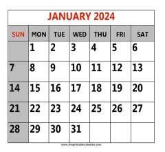 january 2024 printable calendar