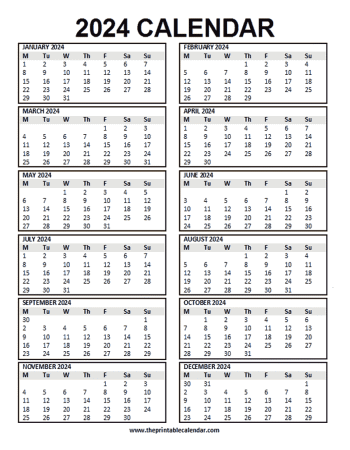 Calendar 2024 printable