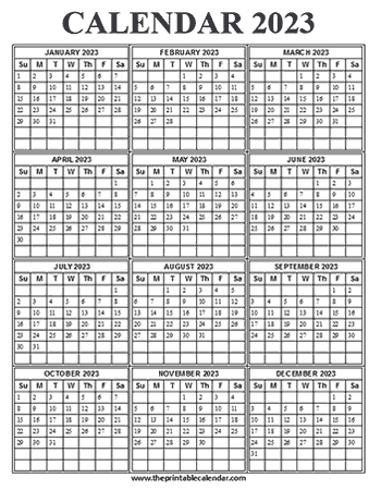 printable 2023 Calendar