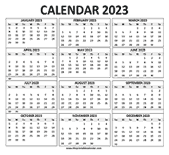 2023 calendar printable