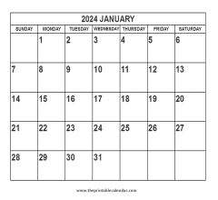 2024 January calendar