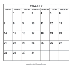 2024 July calendar