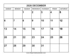 2026 December calendar