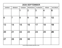 2026 September calendar