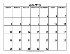 April 2026 calendar
