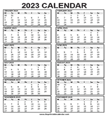 calendar 2023 printable