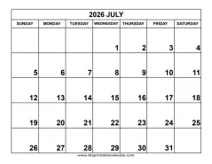 July 2026 calendar