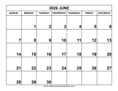 June 2026 calendar