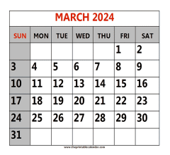 march 2024 printable calendar