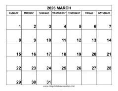 March 2026 calendar