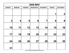 May 2026 calendar