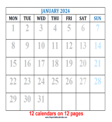 monthly calendar 2024