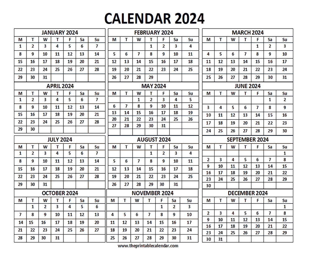 free printable 2024 calendar