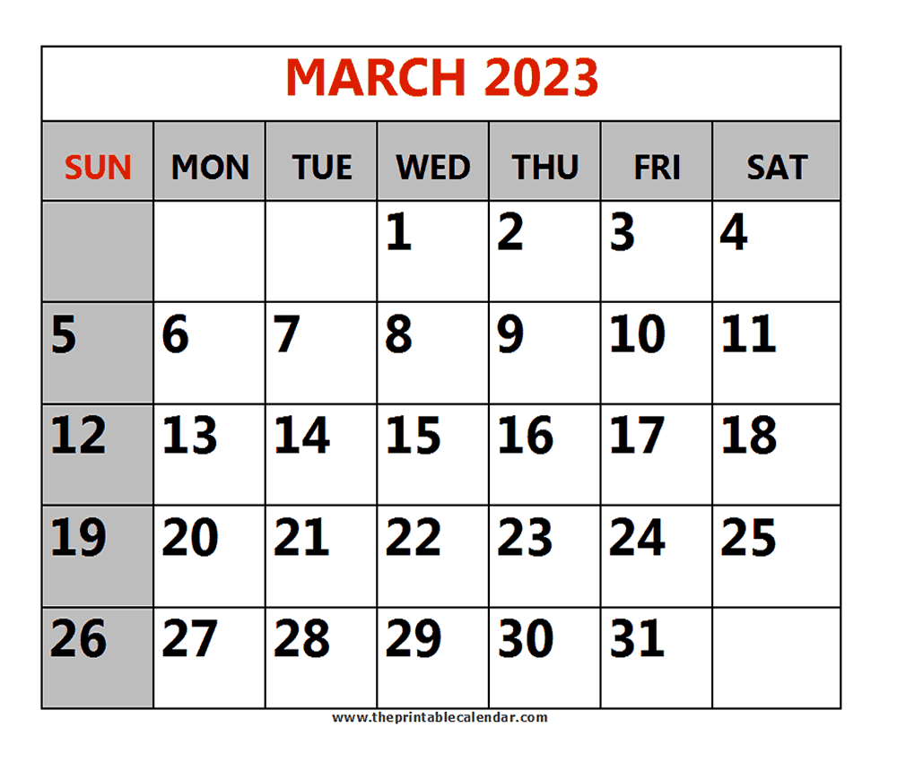 March 2023 printable Calendars