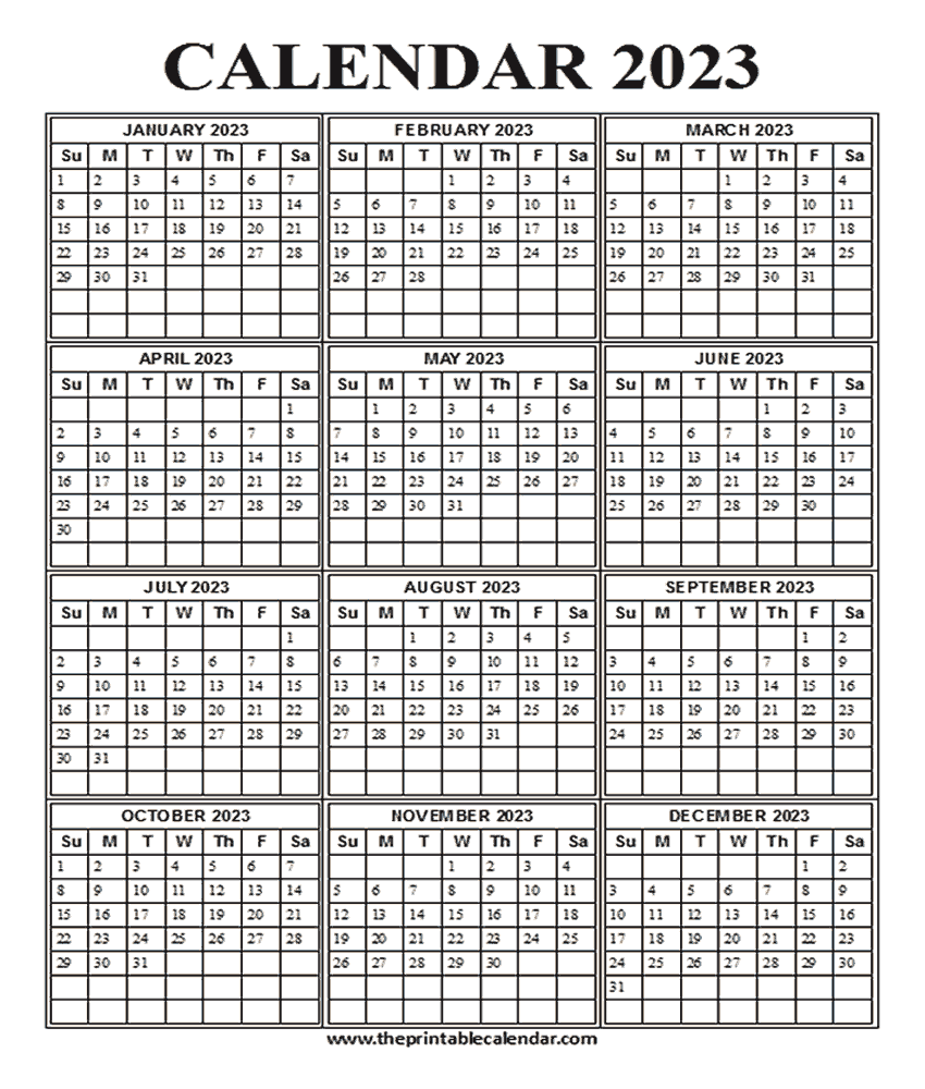 printable 2023 calendar